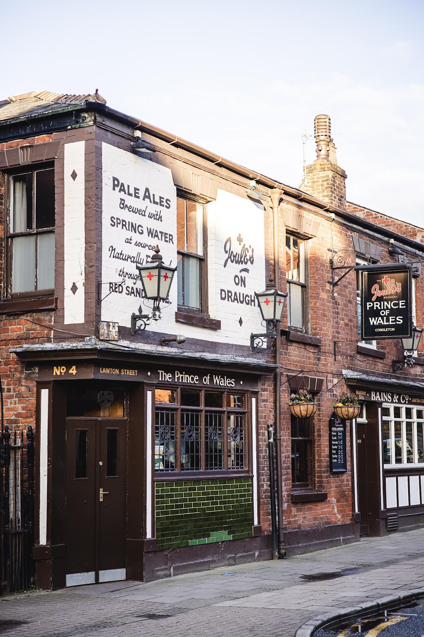 Exterior frontage of The Prince of Wales. A Joules taphouse in Congleton.